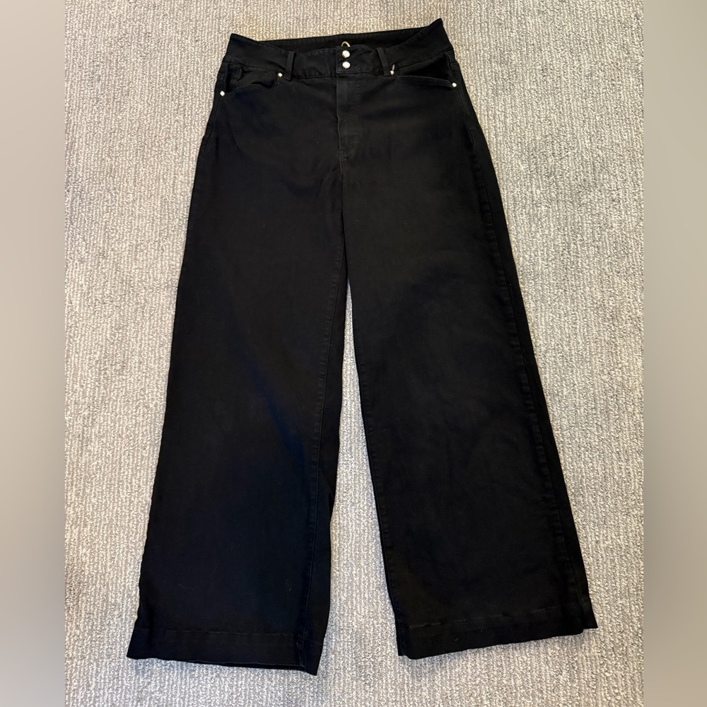 PAIGE Black Wide Leg Flare Jeans